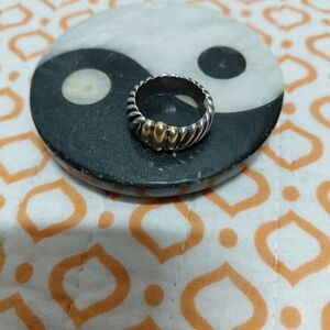 David Yurman Silver and Gold Cable Ring